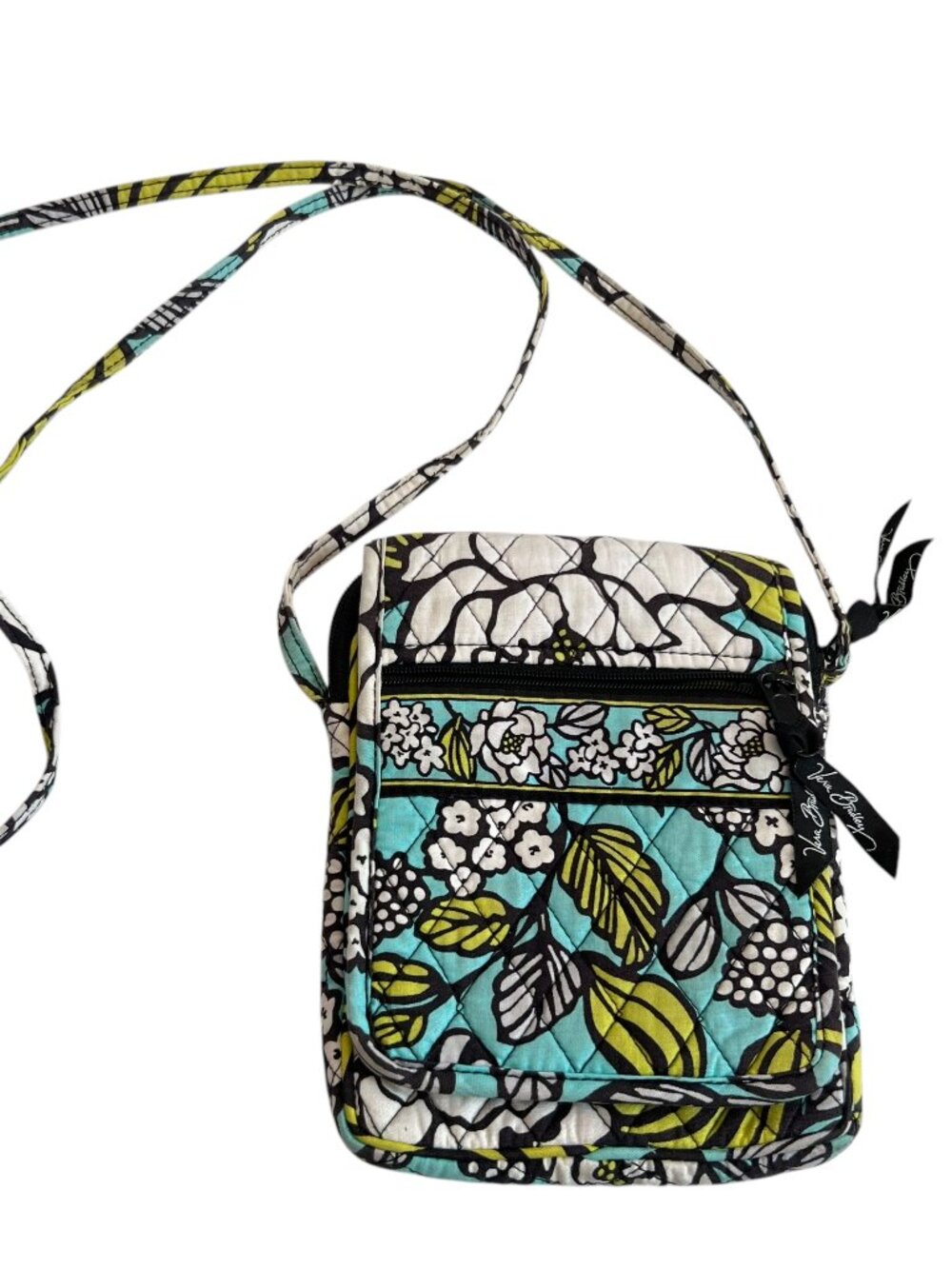 Vera Bradley purse hipster crossbody rectangular quilted light blue brown green